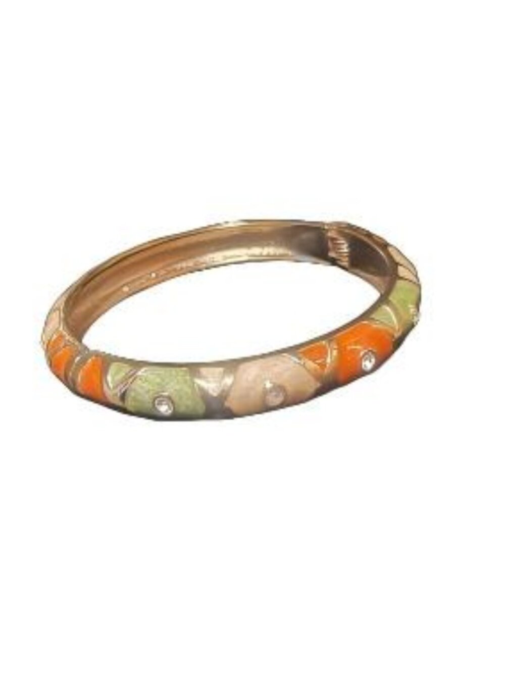 Vintage Enamel Hinged Clamper Bangle Bracelet